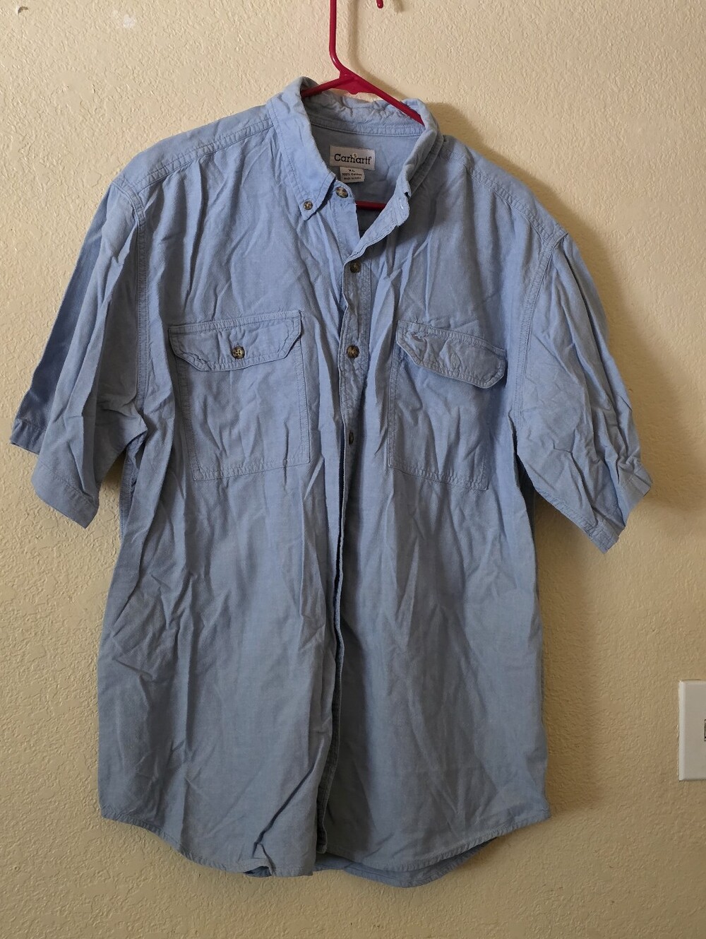 Carhartt Men’s Light Blue Short-Sleeve Button-Down  Shirt Size XL